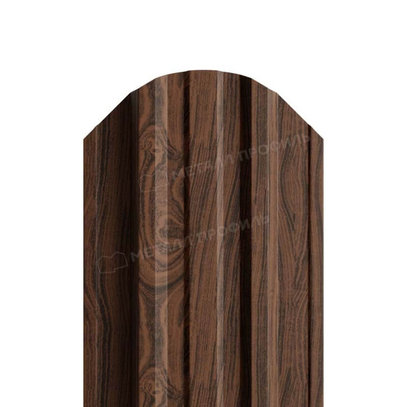 Штакетник металлический МП TRAPEZE-O 16,5х118 Двусторонний (ECOSTEEL_МА_Д-01-Мореный Дуб-0.5).